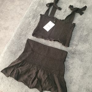 Bohemian Cami Crop Top w High Waist Bodycon Skirt